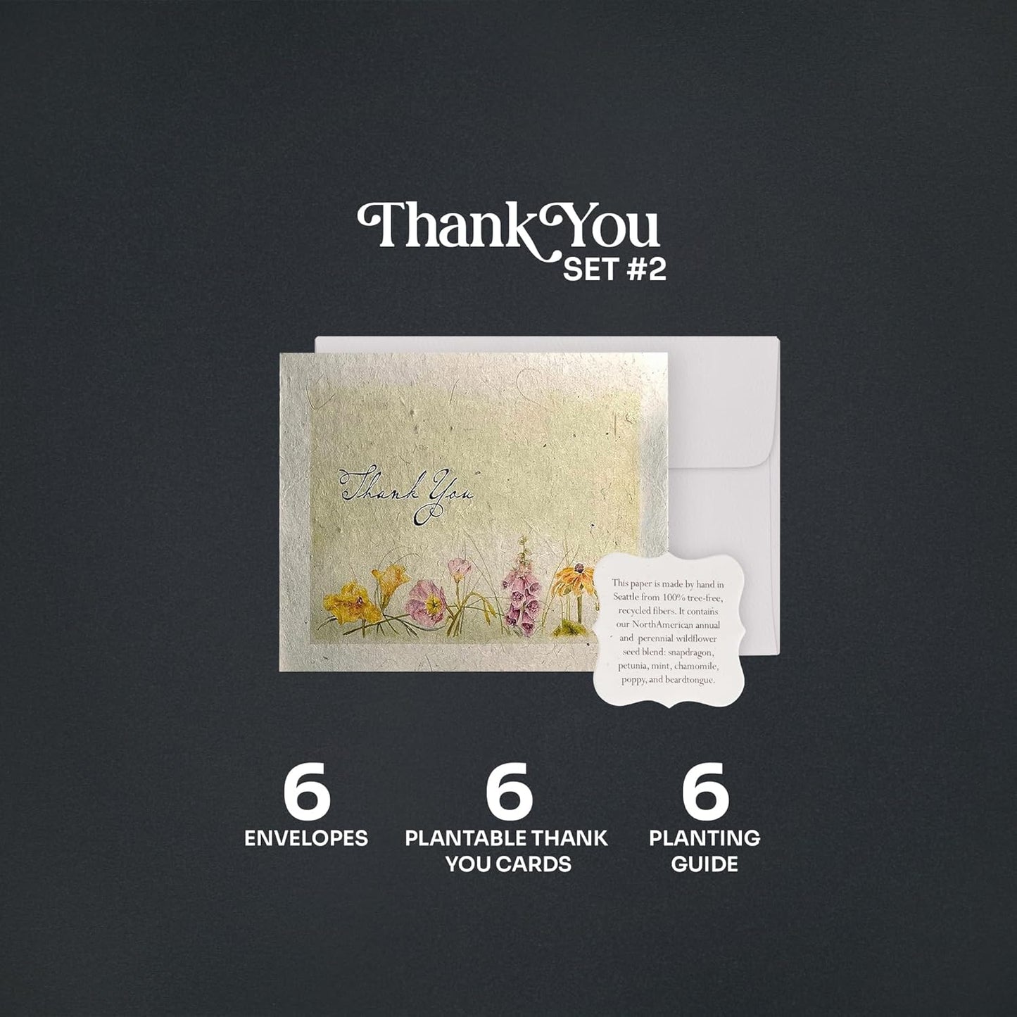 Thank You Set Greeting Card – Plantable Wildflower Seed Paper for Gifts, Special Events Like Mother's Day, and Other Milestone Celebrations