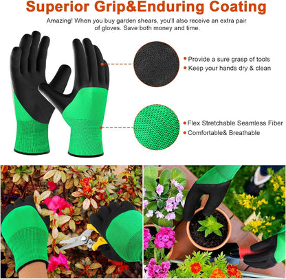 4 Pack Garden Shears Scissors,Pruning Shears, pruning shears for gardening Stainless Steel Blades, Gardening Clippers Hand Pruner With a Gardening Gloves((Red Yellow Blue Orange)