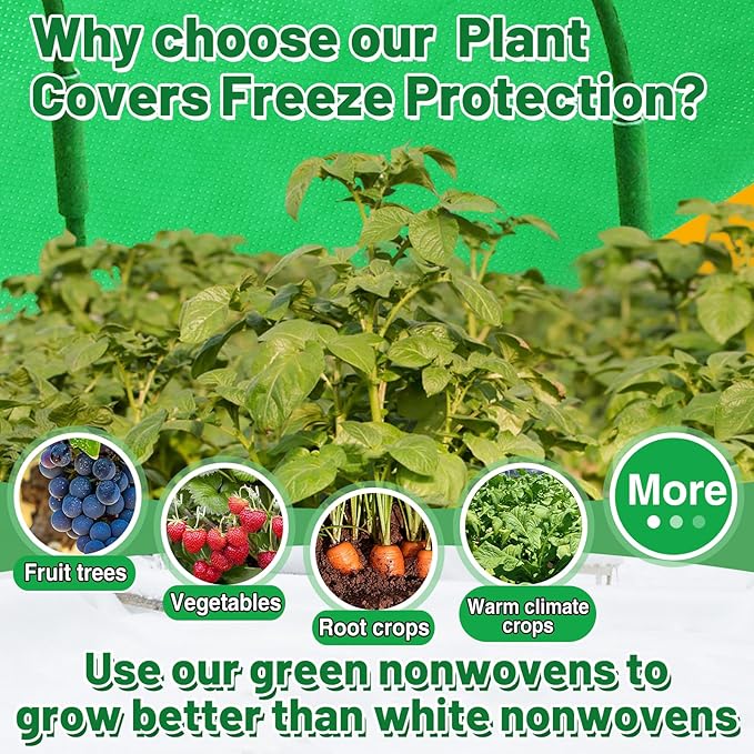 Alphatool 2.0oz/yd² Plant Covers Freeze Protection - 10 x 20 ft Easy of Use Green Winter Plant Frost Blanket Shield for Raised Beds, Reusable Garden Fabric Cloth Floating Row Cover for Outdoor Plants