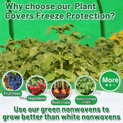 Alphatool 2.0oz/yd² Plant Covers Freeze Protection - 10 x 20 ft Easy of Use Green Winter Plant Frost Blanket Shield for Raised Beds, Reusable Garden Fabric Cloth Floating Row Cover for Outdoor Plants