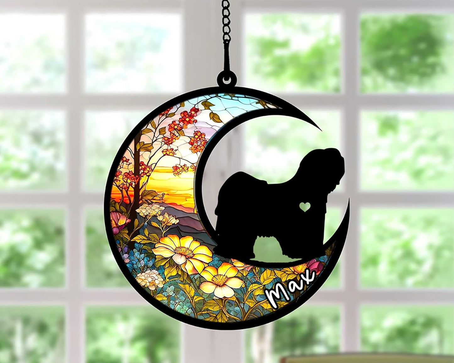 Personalized Dog Memorial, Custom Name Lhasa Apso Dog Christmas Ornament with Name, Custom Breeds, Pet Loss Light Catcher, Gifts for Lovers Loss of Pet Sympathy on Mothers Day Christmas
