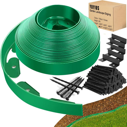 Landscape Edging - Garden Edging Border 80FT 2IN Tall with 120 Stakes, No Dig Lawn Edging for Landscaping for Garden Bed, Yard, 0.15" Thick Flower Bed Border Edging with Connector for Outdoor