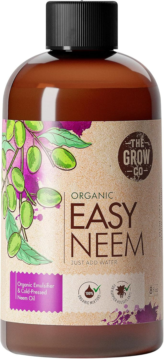 8oz Organic Neem Oil for Plants - Cold Pressed Neem Oil Concentrate for Plants, Water Soluble and