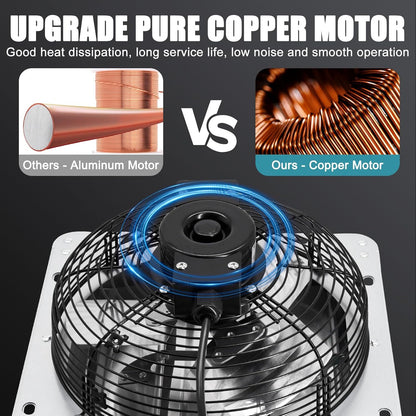 Criditpid 7 Inch Shutter Exhaust Fan, Garage Exhaust, Wall Exhaust Fan with ON/OFF Switch for Gable, Shed, Garage, Basement, Greenhouse, Kitchen, Attic, Chicken Coop Ventilation, 760 CFM, 1600 RPM.