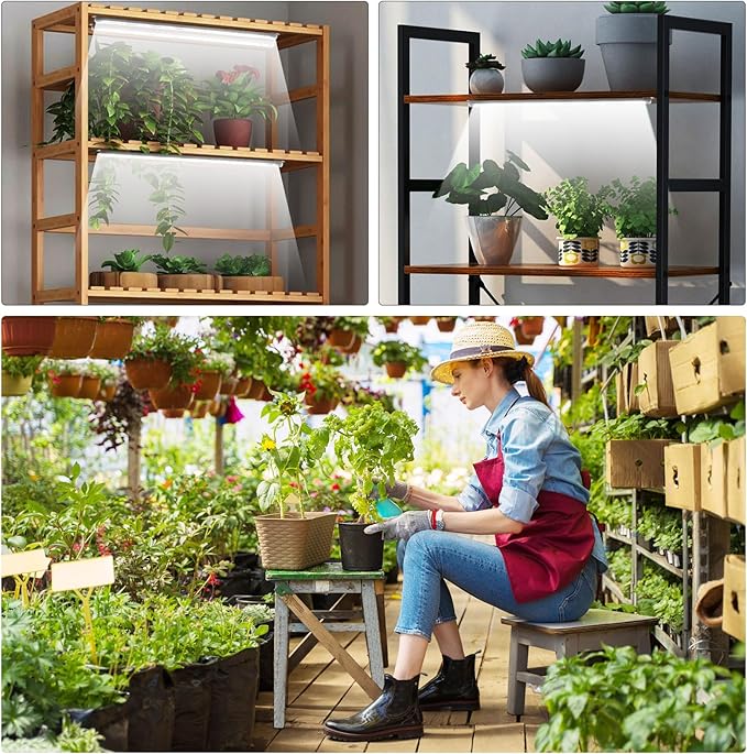 Tri-Bars Grow Light Strips for Indoor Plants with Auto ON/Off Timer 6/12/18H, 5 Dimmable Levels for Shelves Plant Growing(Pack 2)