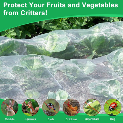 Garden Netting Pest Barrier, 10 X 50FT Insect Netting for Garden Raised Beds, Garden Bug Netting Plant Mesh for Blueberry Bushes, Figs, Plants, Vegetables Protection