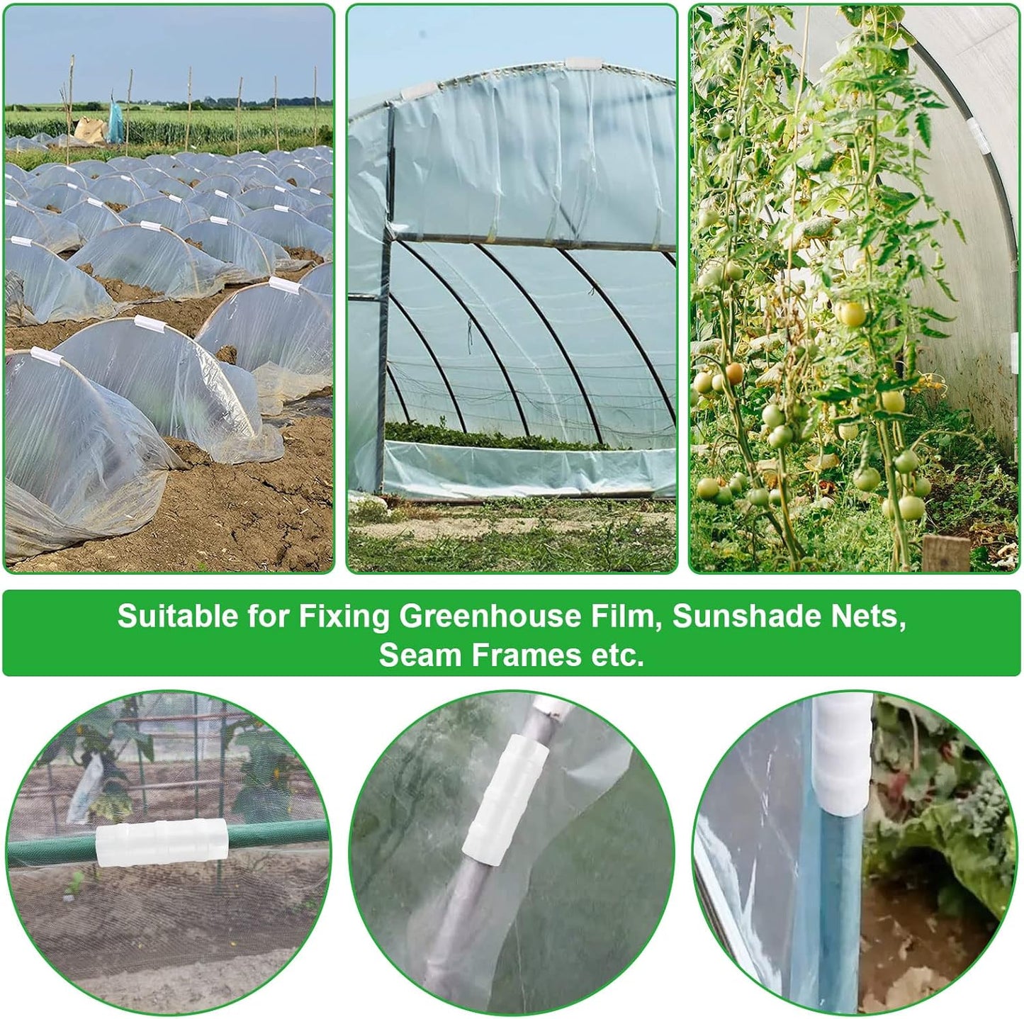50 PCS Greenhouse Clips - 3/4 inch Plastic Black ABS Snap Clamps for Greenhouse Film & Nets