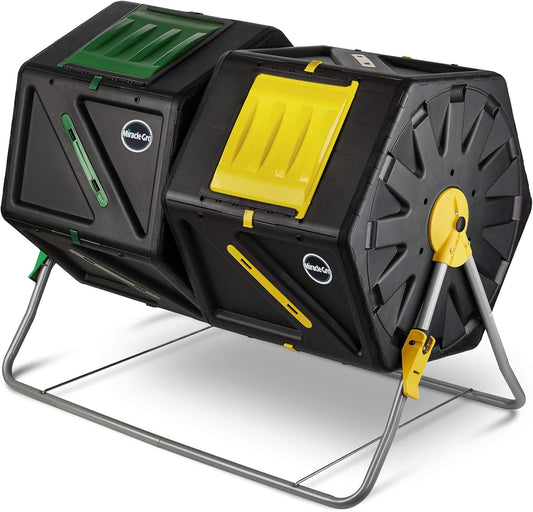 Miracle-Gro Large Dual Chamber Compost Tumbler – Easy-Turn, Fast-Working System – All-Season