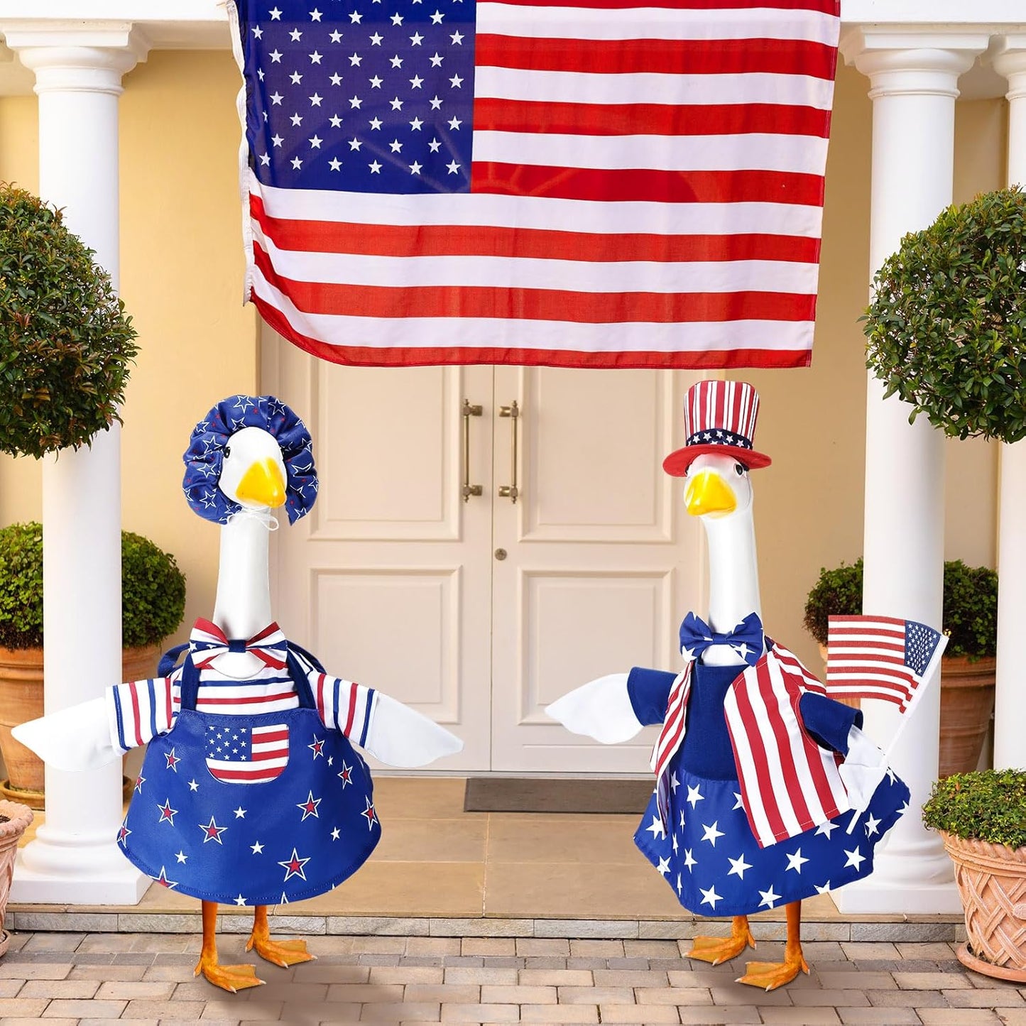 Abbylike Porch Goose Outfits Porch Yard Goose Outfits Clothes Costume Fits Large 23'' Cement for Garden Yard Statue Pathway Decorations