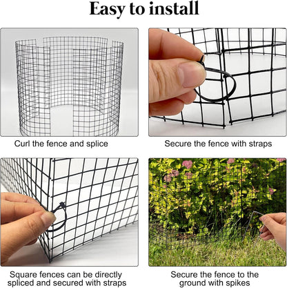 8 Pack 24'' x 12'' Large Wire Plant Protector from Animals, Metal Plant Wire Cage Chicken Wire Cloche with Ground Stakes , Labels and Nylon Tie to Keep Animals Out, Garden Protection Bunny Barricade