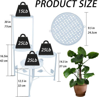 Plant Stand Indoor Outdoor, 3/4 Tier 30" Tall Metal Flower Pot Holder Shelves for Multiple Plants, Multi Tiered Planter Rack Display Shelf for Patio Garden Living Room Corner(White)