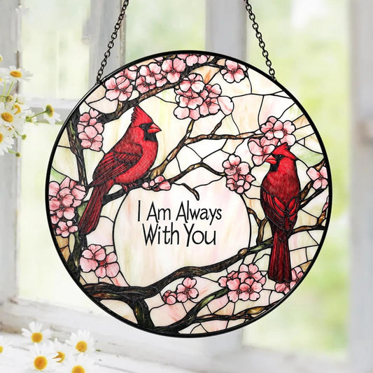 Cardinal Suncatcher Stained Glass Window Hanging Decor, Red Cardinal Gifts for Women Grandma Mom