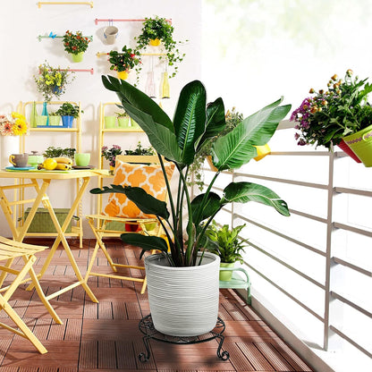 2 pack 10" 12" Rustproof Black Metal Plant Stands Heavy Duty Plants Holder Outdoor Indoor, Round Wrought Iron Sturdy Flower Planter Pot Stand, Corner Gardening Inside Potted Plant Risers - 10Inches