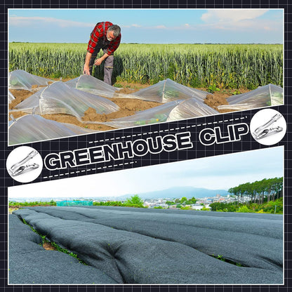 Raiten 100 Pcs Garden Clips Stainless Steel Greenhouse Clamps Heavy Duty Clips Have a Strong Grip to Hold Down The Shade Cloth or Plant Cover on Garden Hoops or Greenhouse Hoops and Netting Holding