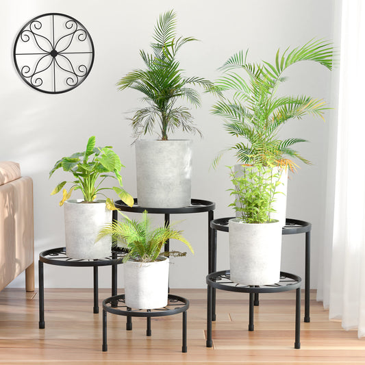 Linpla 5-Pack Decent Metal Plant Stands, Heavy Duty Flower Pot Stands for Multiple Plant, Anti-Rust