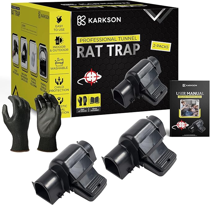 Rat Trap Set - Fast Kill Indoor & Outdoor Solution for Large Rats & Mice - Comes with 2 Gloves & User Manual for Easy Setup - Ultimate Choice