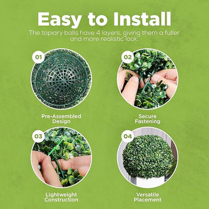 DRAY Premium 20.87" Faux Boxwood Balls – Set of 2 Artificial Topiary Spheres for Outdoor & Indoor