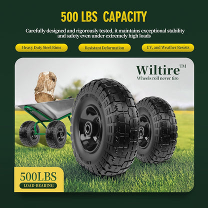 (2 Pack) 4.10/3.50-4 Flat Free Tire and Wheel 10-Inch Solid Wheel Replacement with 5/8 Bearings,2.2" Offset Hub -Compatible with Hand Truck,Wheelbarrow(Black)