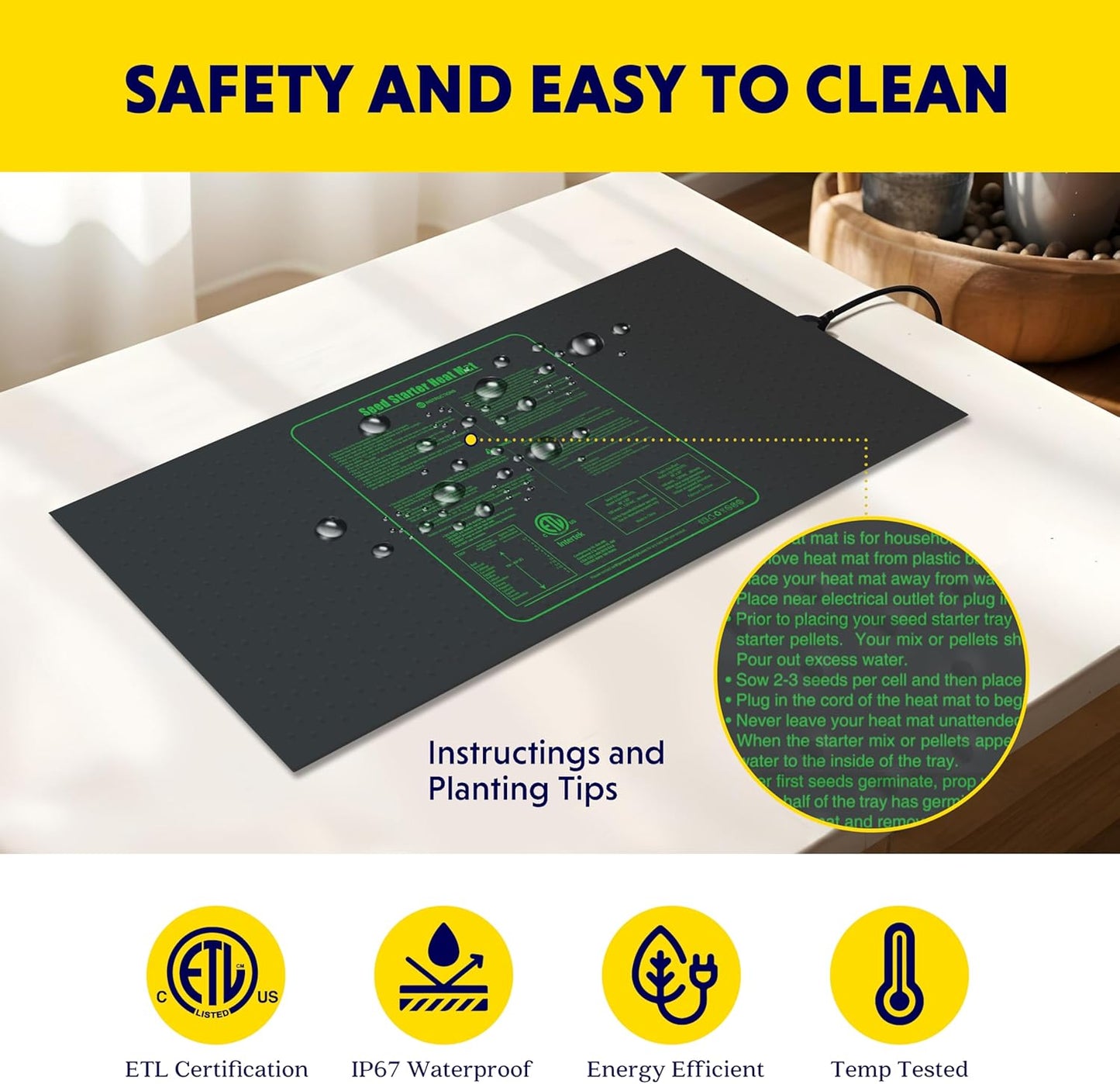 iPower 2-Pack Seedling Heat Mat Upgraded Technology Waterproof Durable Germination Station Warm Hydroponic Pad for Indoor Home Gardening Seed Starter, 48" x 20", Black