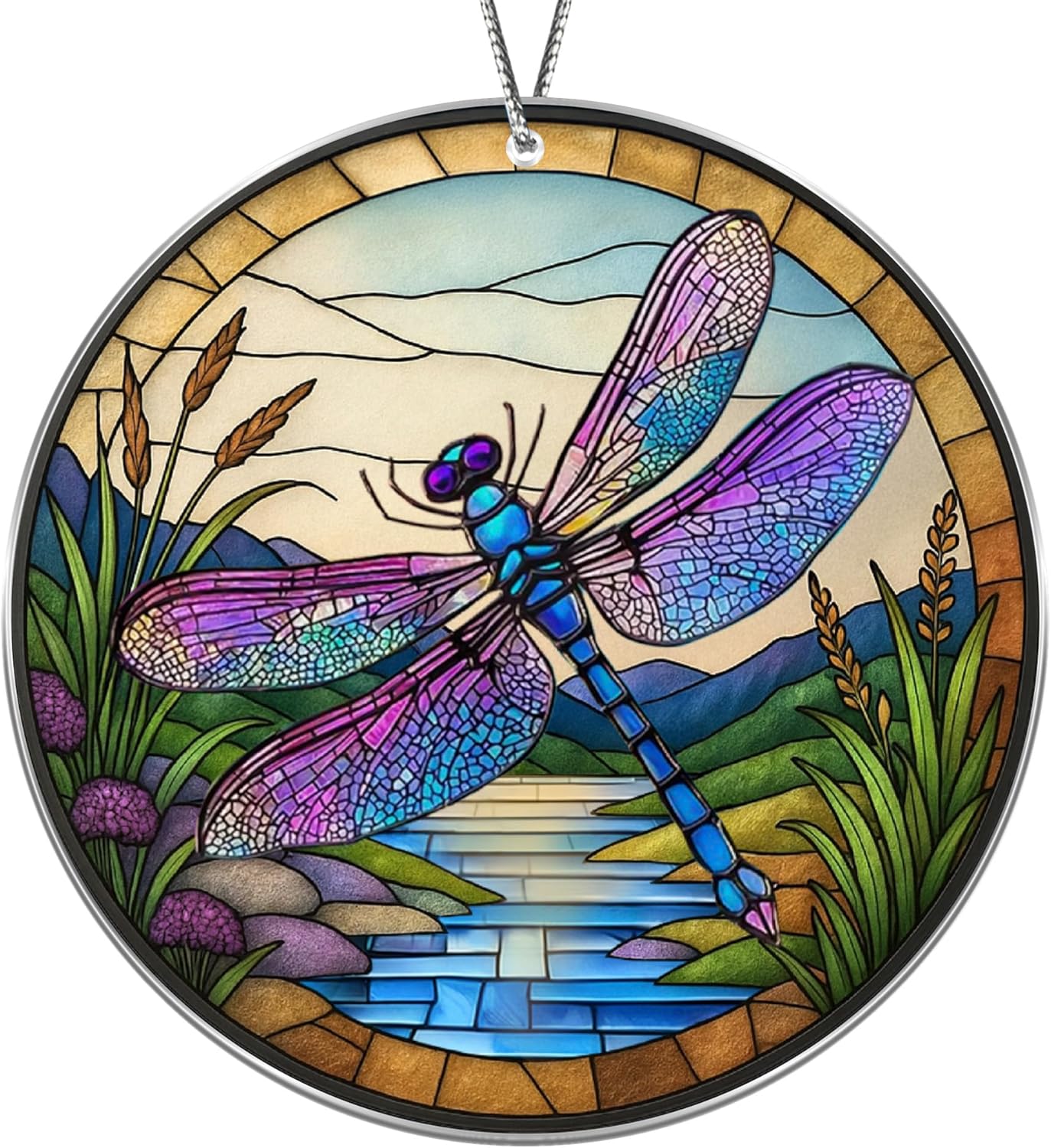 Dragonfly Gifts for Women, Dragonflies Decor Suncatcher Effect, Dragon Fly Stained Glass Effect, Dragonfly Ornaments for Christmas Tree Decoration, Birthday Gift for Mom (Nature’s Melody)