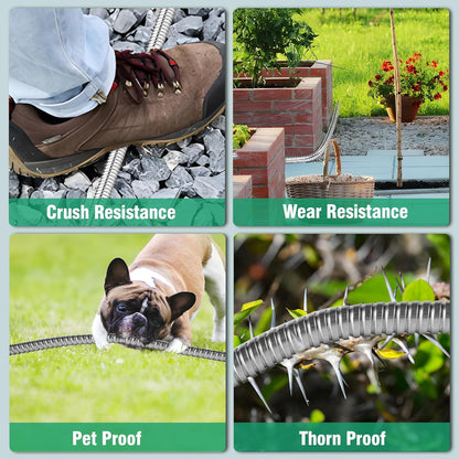200FT Metal Garden Hose 304 Stainless Steel Flexible Water Hose - No Kink & Tangle Heavy Duty Pipe with Nozzle, Durable 3/4 Metal Fittings and Valve - Rust Proof Puncture Proof for Yard Lawn