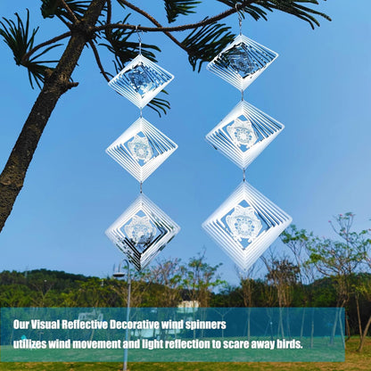 Bird Deterrents for Outside, Reflective Stainless Steel Bird Scare, Frog Wind Spinners Outdoor Garden Decor, Bird Scare Devices to Keep Woodpeckers, Pigeons Away from Your House, Patio, Orchards
