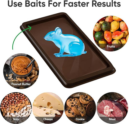 Mouse Traps Indoor for Home- Heavy Duty Sticky Traps for Mice, Small Rats, (4 Pack) Cockroaches & Other Bugs- Eco Friendly & Biodigradable