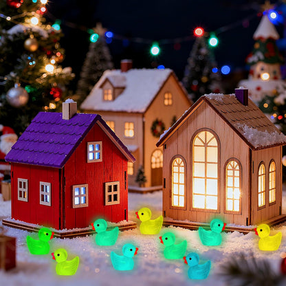 280 pcs Luminous Mini Resin Ducks, Glow in The Dark Tiny Ducks Figures to Hide, Bulk Plastic Duck Miniature for Dollhouse Micro Landscape Aquarium Potted Cake Decor DIY Craft Gifts Party Favors