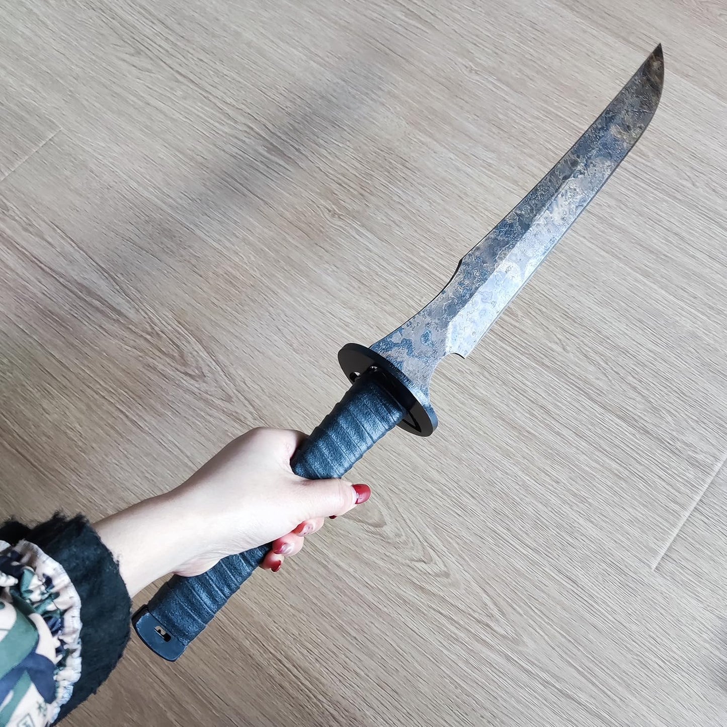 Full Tang Carbon Steel Machete Sword with Leather Sheath for Practice, Outdoor Use, Collection-20.5 Inch