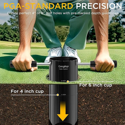 KINGTOP Portable Golf Hole Cutter – Detachable Handle, USGA Standard 4Inch & 6Inch Hole Digger – Backyard, Garden, Outdoor Golf Putting Green Practice