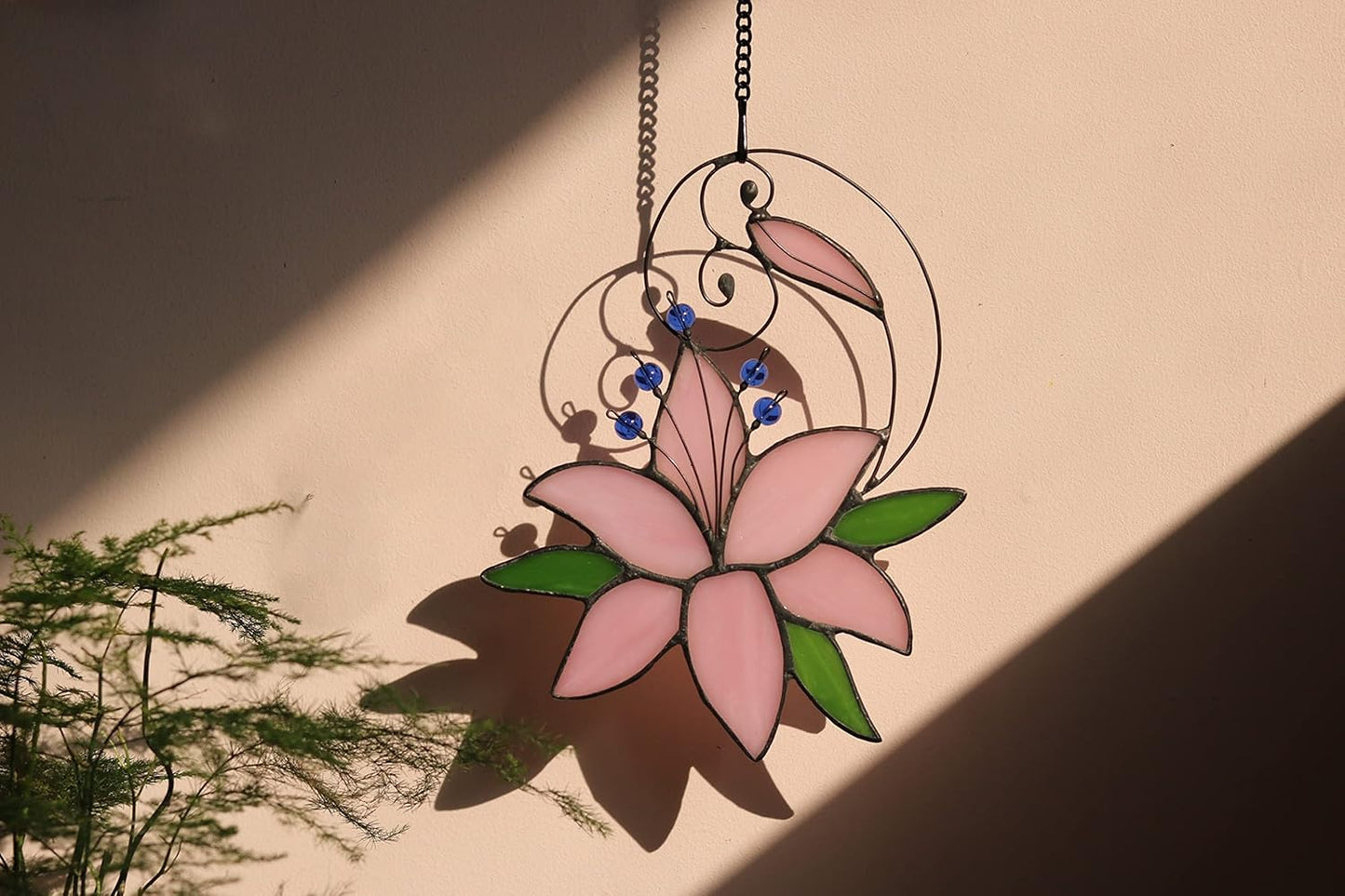 Lily Love Flower Gifts for Her Women, Mothers Day Anniversary Love Gift for Wife Girlfriend, Stained Glass Window Hanging Floral Suncatcher Gifts, Valentine Day Gift for Her