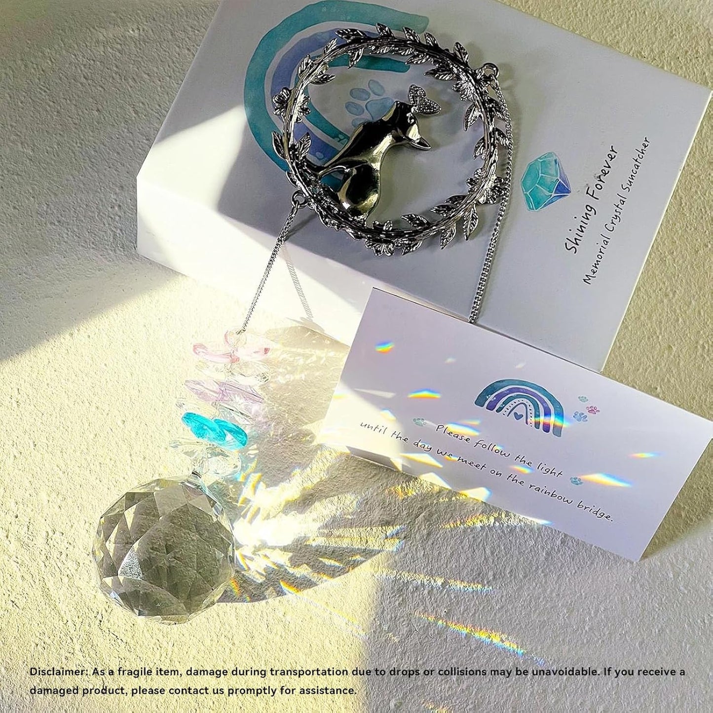 Dog Memorial Suncatcher - Loss of Dog Sympathy Gift, Pet Loss Bereavement Gift, Thoughtful Dogs Passing Away Remembrance, Pet Memory Rainbow Bridge Crystal Sun Catchers