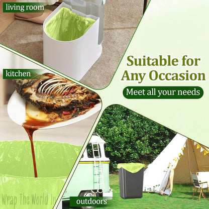 10-13 Gallon Compostable Trash Bags Handle-Tie, Heavy Duty Thick 0.87 Mil, 49.21 Liter, 30 Bags, Tall Kitchen Food Scrap Waste Bag, ASTM D6400, US BPI and OK Compost Home Certified
