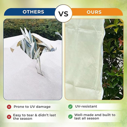 Plant Covers Freeze Protection Large, 2 Packs 60''W x 70''H Shrub Covers with Zipper and Drawstring, Frost Cloth for Winter, Outdoor Plant Blankets for Cold Weather