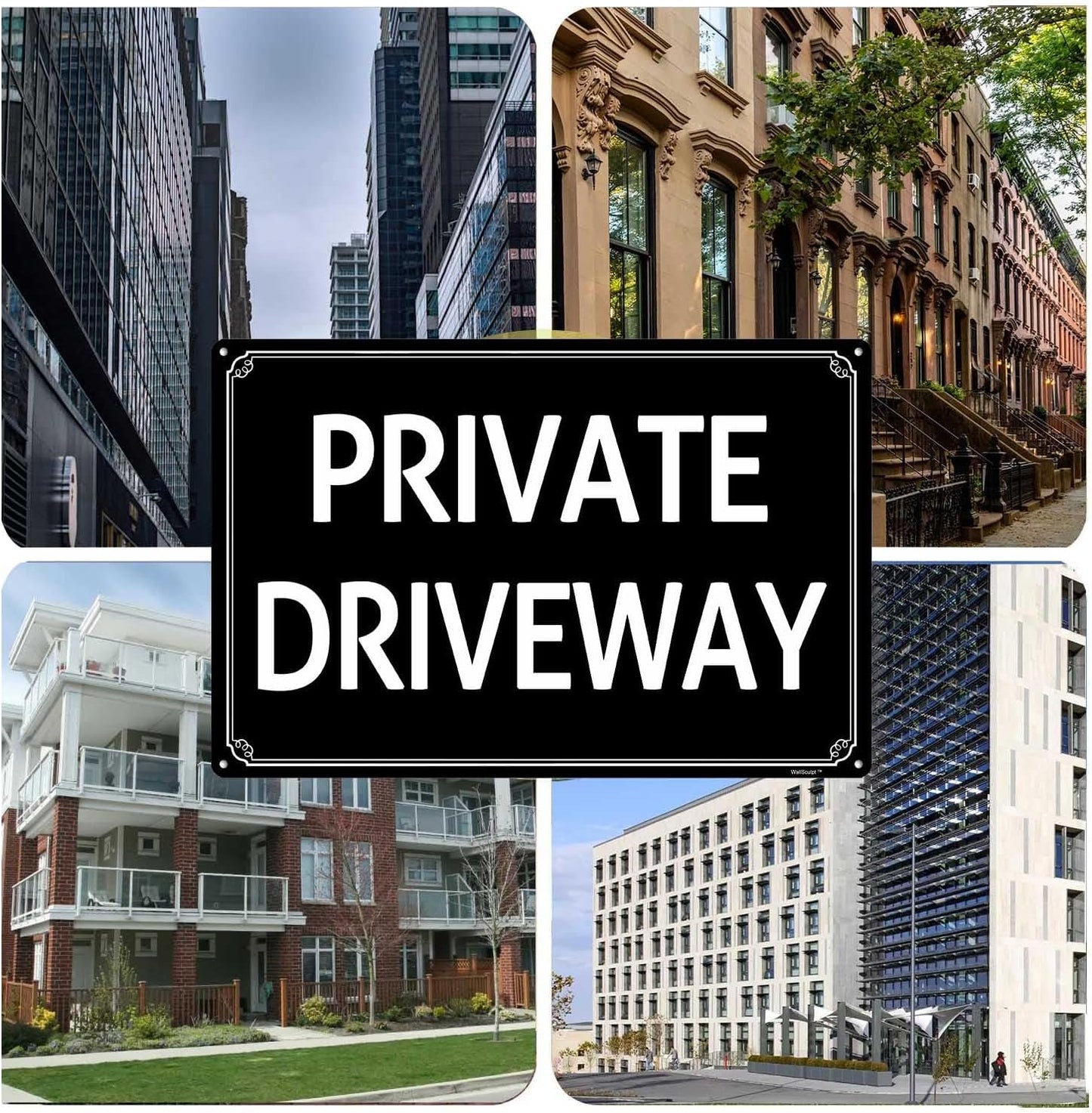 12x16" Private Driveway- High-Intensity Aluminum Parking Lot Sign, Weatherproof & Fade-Resistant, Ideal for Outdoor & Indoor Use - Curbside Sign(horizontal version)
