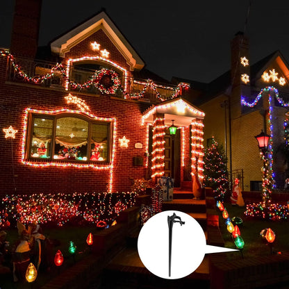 Jetec 200 Pieces Christmas Light Stakes Universal Yard Lawn Holiday 7.5 Inches Light Ground Stakes for C7 C9 String Lights Christmas Outdoor Lights Holders on Yards, Driveways (Black)