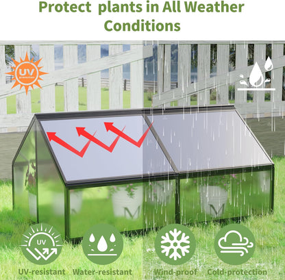 Large Greenhouse with Raised Flower Bed, Outdoor Plant Vegetable Box, 68.7 x 45 x 51.5 Inches