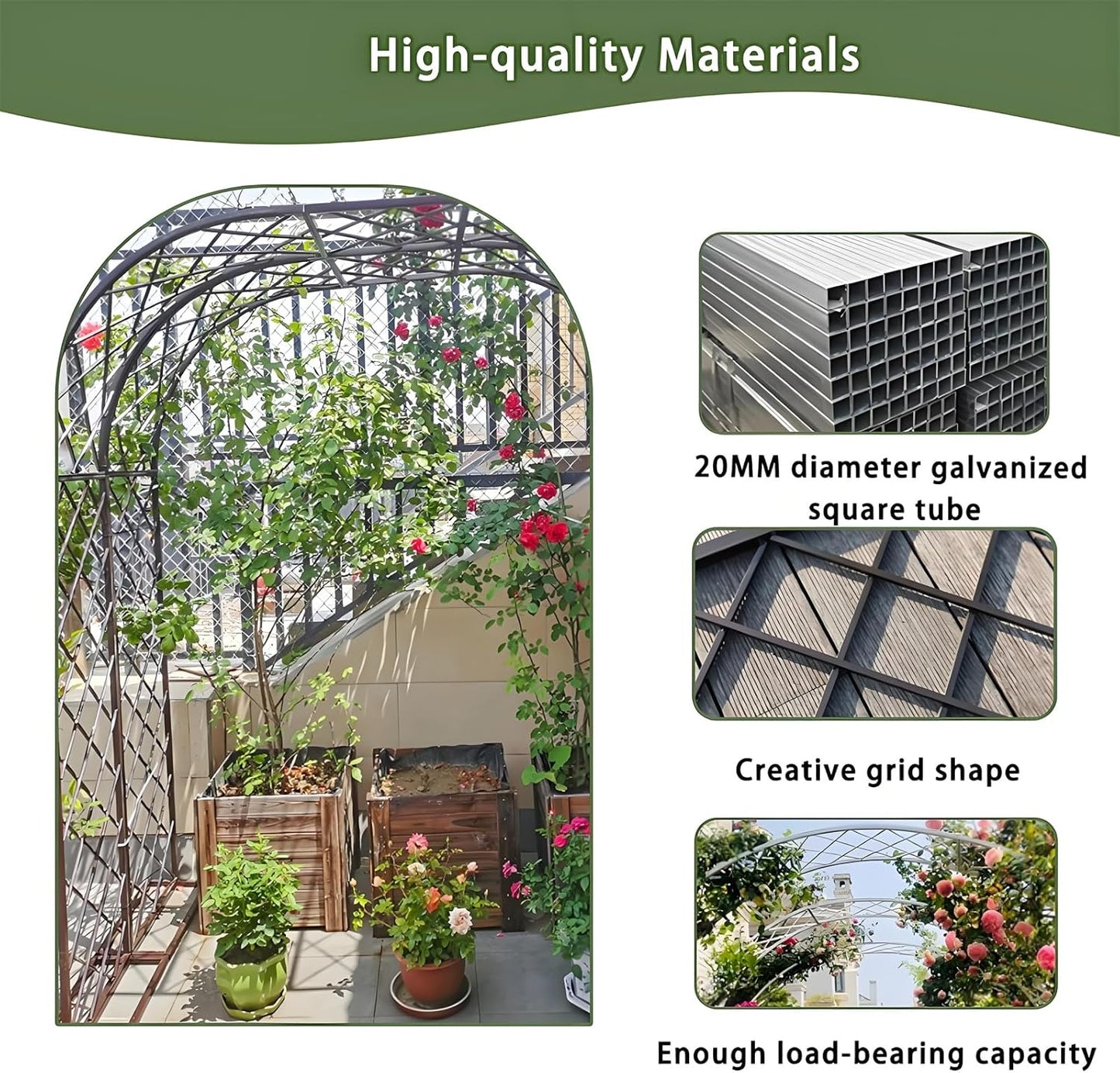 Heavy Duty Garden Arch Trellis, Wide Outdoor Metal Arbor Trellis Arch for Climbing Plants, Sturdy Garden Arbors for Wedding, Ceremony, Party, Lawn Décor Black 118.1''*15.7''*90.6''