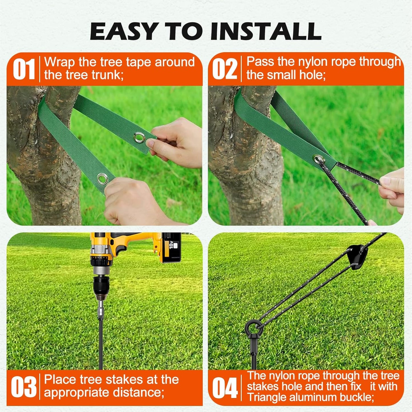3 Pack 18" Tree Stake Kit, Heavy Duty Spiral Stakes and Supports for Leaning and Young Trees Straightening, Protect Trees from Bad Weather (Black)