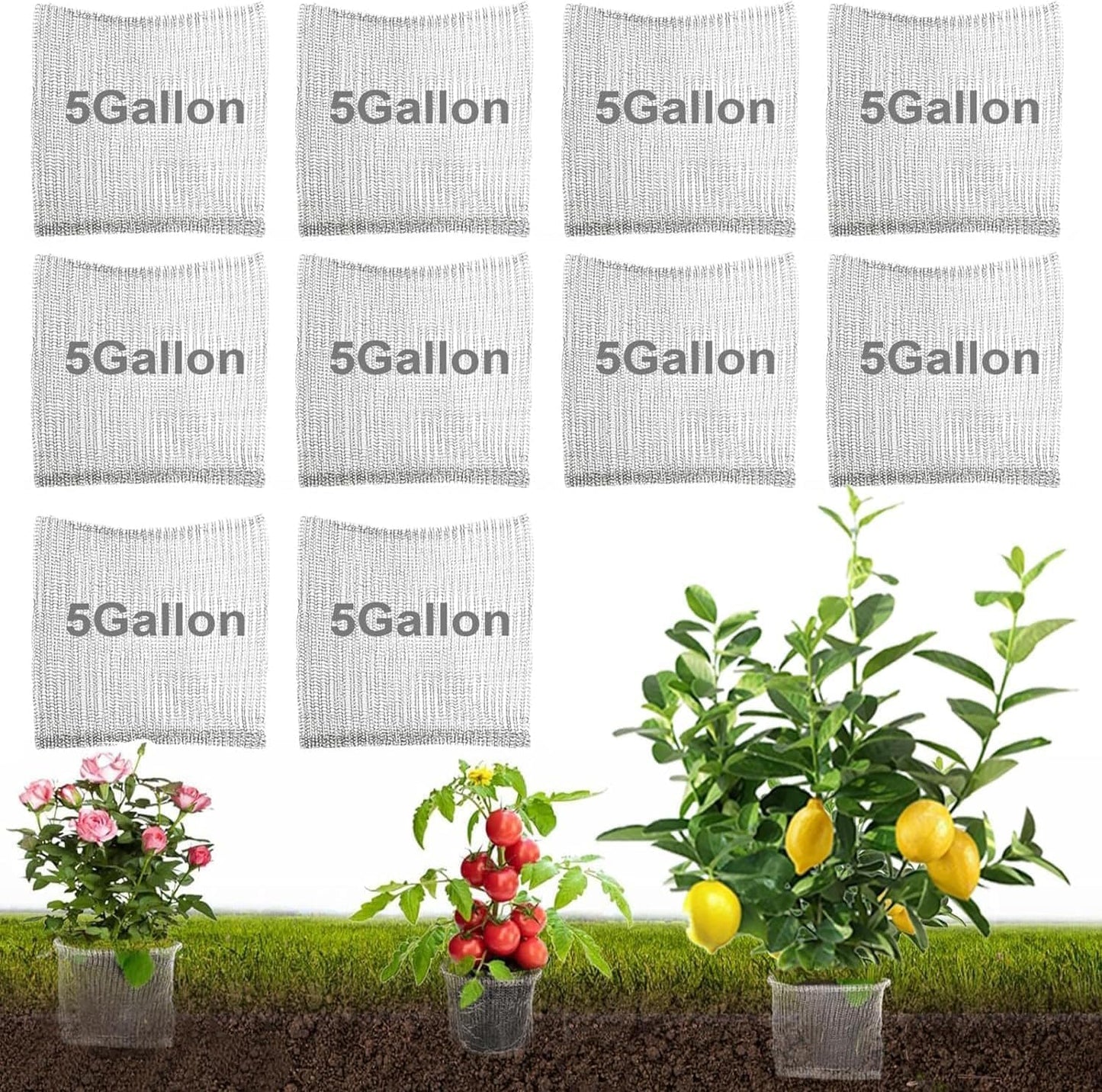 New- 10PCS Plant Go-pher and V-ole Wire Baskets 5 Gallon, Stainless Steel Metal Wire Mesh for Underground, 100% Plant Root Protection