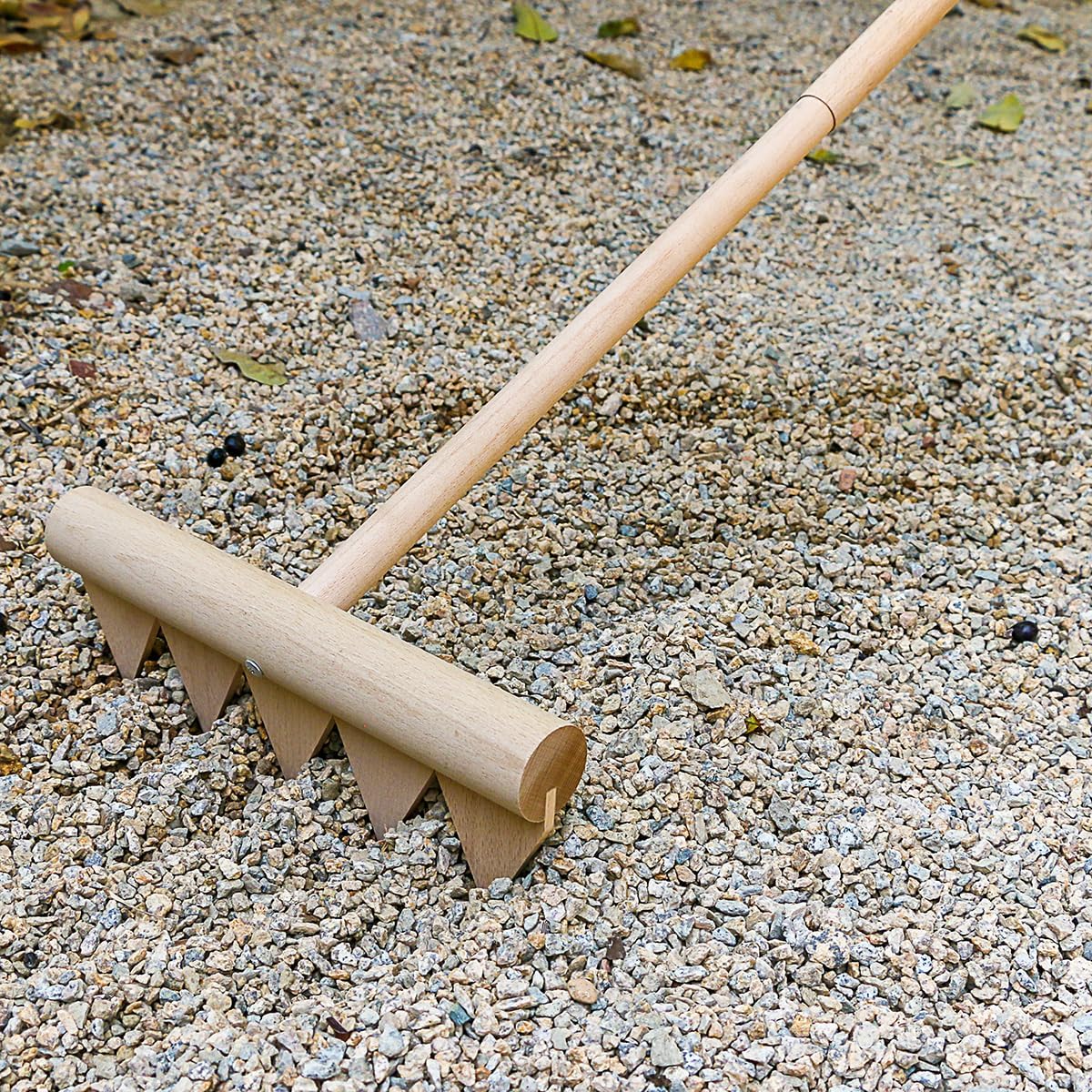 Outdoor Zen Garden Rake Large - Japanese Sand Rock Garden Rake Tool - 48" Long 5 Tine Solid Oak - DIY Stress Relief Gifts for Adult