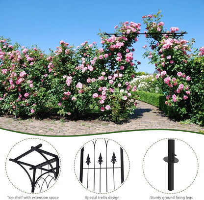 Safstar Metal Arch, 81-Inch Outdoor Garden Arbor for Various Climbing Plant Flower, Wedding Arch Backdrop Arch Stand for Wedding Garden Bridal Party Ceremony Decoration, Easy-to-Assemble, Black