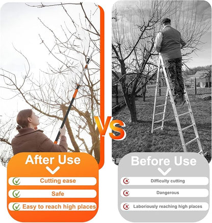 36FT Pole Saw, Telescoping Tree Trimmer with 5-20FT Extension Pole, Manual Branches Pruner for Backyard, Orange