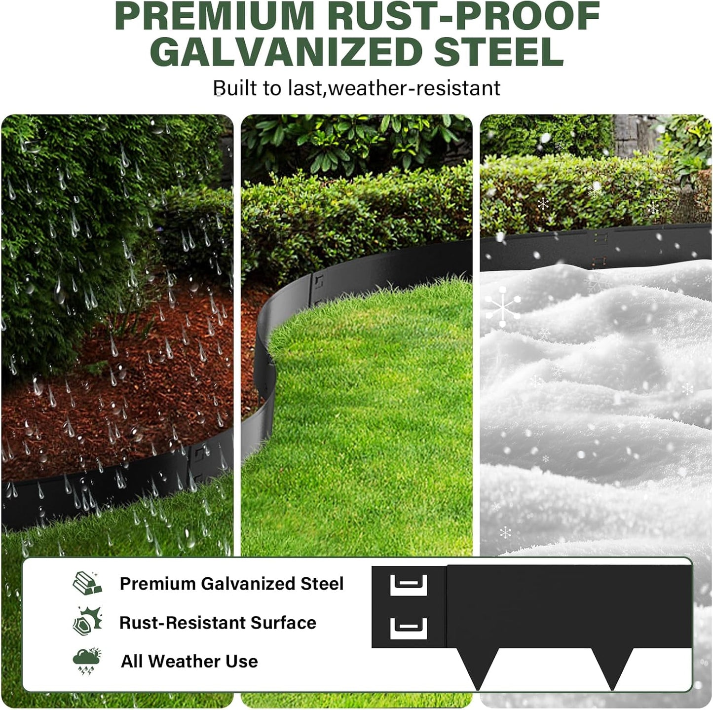Black Steel Landscape Edging - 6 Pack, 40" L x 10" H Each (20ft Total), Bendable Metal Edging for Yard, Garden, Lawn