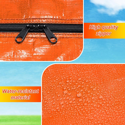 6 Pcs 66 Gallon Large Moving Bags with Zipper and Handles Foldable Storage Duffle Bags Heavy Duty Extra Large Totes for College Dorm Travel Clothes Blankets Bedding Moving (Orange)
