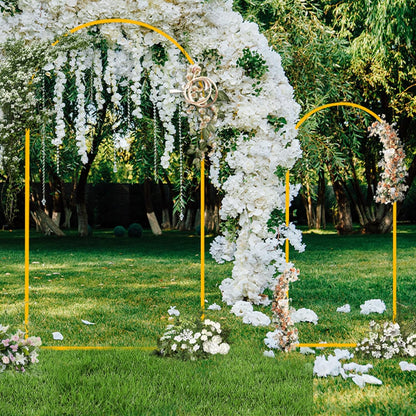 Metal Arch Backdrop Stand Set of 3 (7.2FT/6.6FT/6FT) - Heavy-Duty Gold Wedding Arch with Water Bag for Weddings, Baby Showers, Birthdays, Graduation, Parties & Outdoor Events