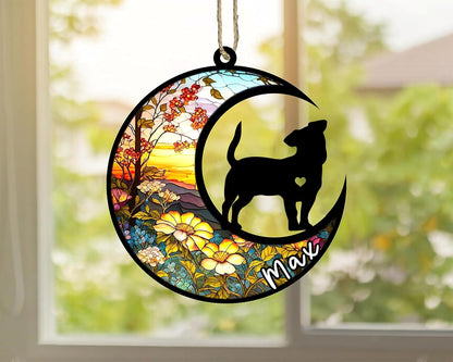 Personalized Dog Memorial, Custom Name Jack Russell Terrier Dog Christmas Ornament with Name, Custom Breeds, Pet Loss Light Catcher, Gifts for Lovers Loss of Pet Sympathy on Mothers Day Christmas
