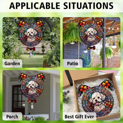 Bichon Frise Dog Ears Wind Spinner, Bichon Frise Wind Spinner Hanging for Yard and Garden