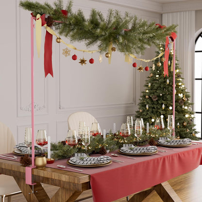 Over The Table Rod Stand with Clamps, Adjustable 32''-79'' Tall 32"-131" Length, Pink Table Arch Stand Metal Balloon Frame Hanging Rod for Weddings Birthdays Party Garden Arbors Decoration