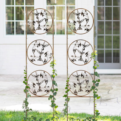 SUNNYPARK Set of 2 Hummingbird Metal Garden Trellis for Climbing Plants, Decorative Vegetables Flowers Vine Trellis for Outdoor Patio 55'' H x 12.4'' W